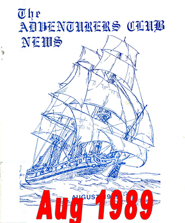 August 1989 Adventurers Club News Cover